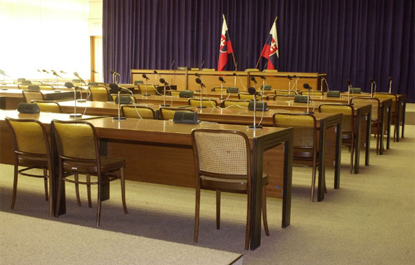 Interior of the press conference room 